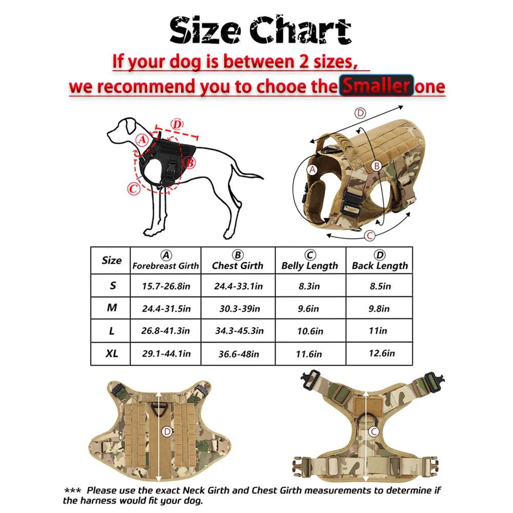 PETRAVELCN Dog Tactical Harness Leash Vest Set Patches For Training Walking