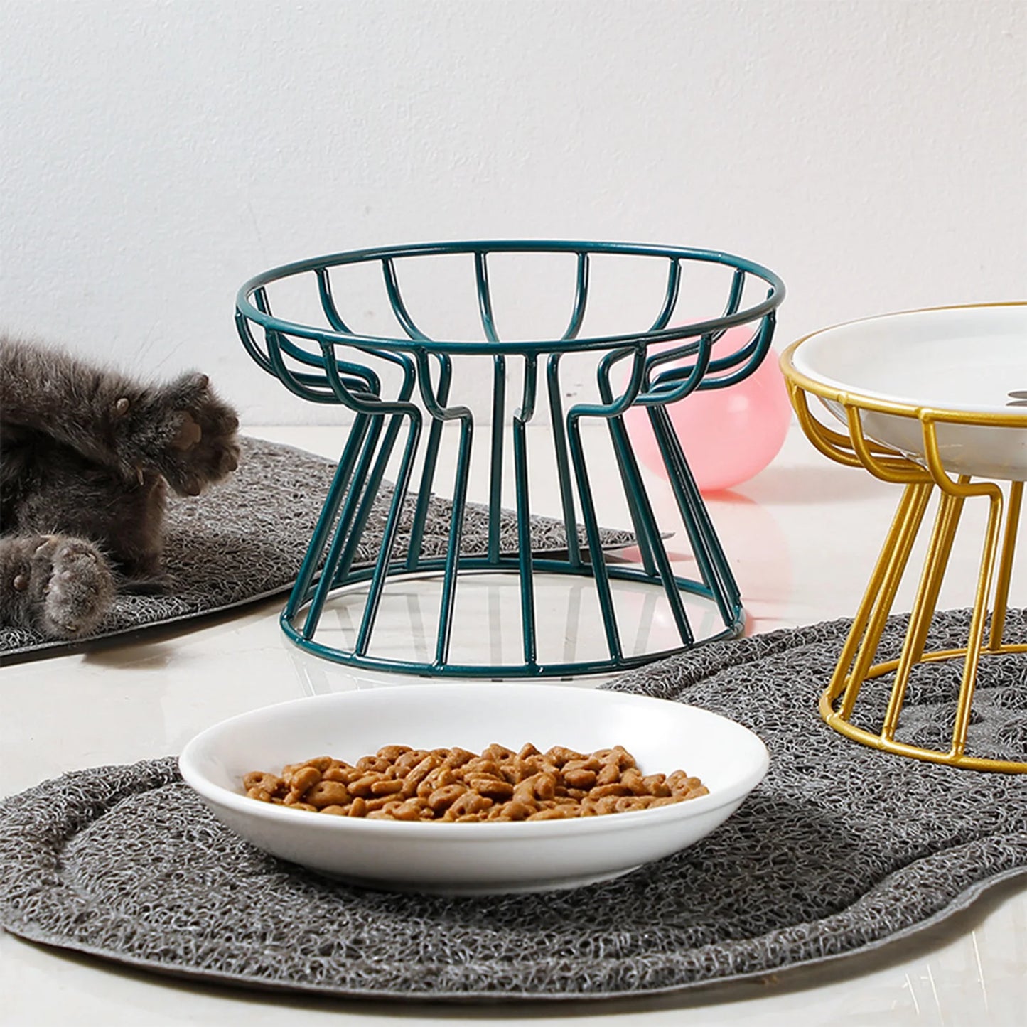 Ceramic Cat Food Bowl Whisker Friendly Shallow Dish Non Slip