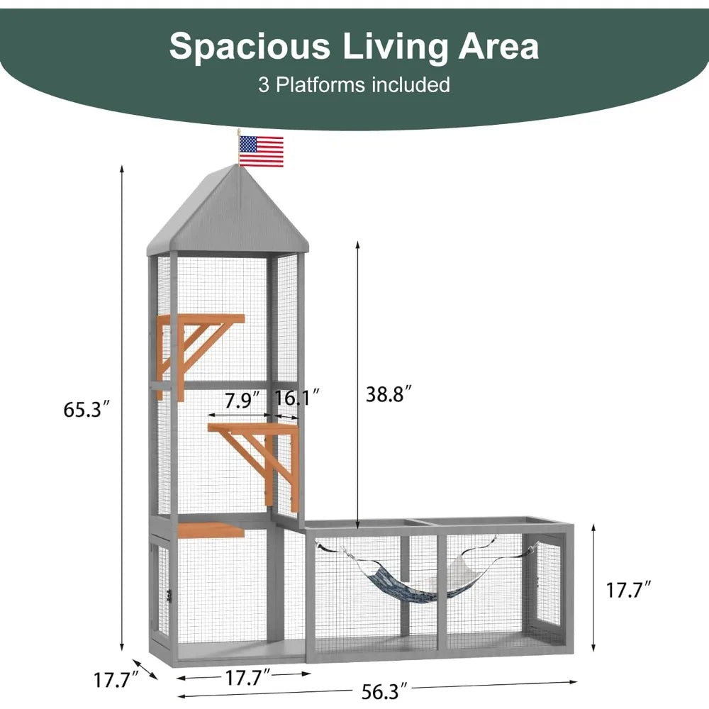 Catio Outdoor Cat Enclosure With Tunnel Two In One Playground