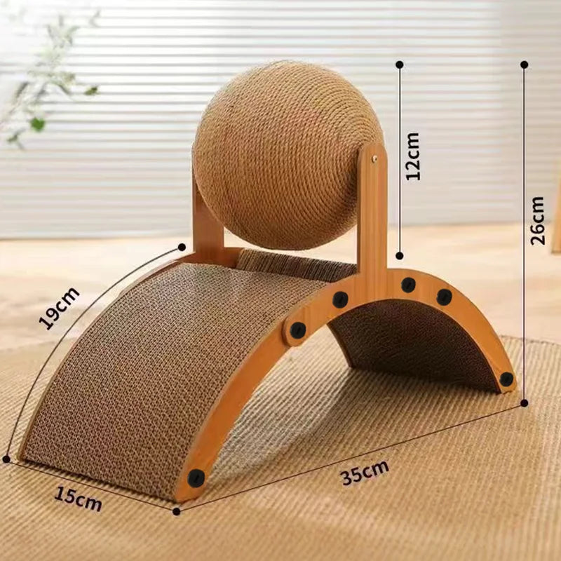 NONECN 2 In 1 PremiumSolidWood Cat Scratcher Ball Toy