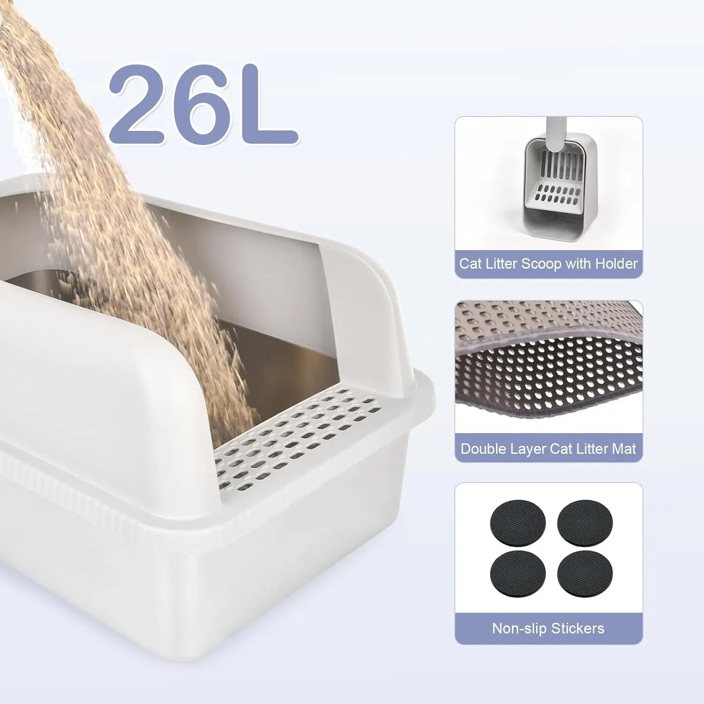 XMSJ Stainless Steel Cat Litter Box With Lid Extra Large