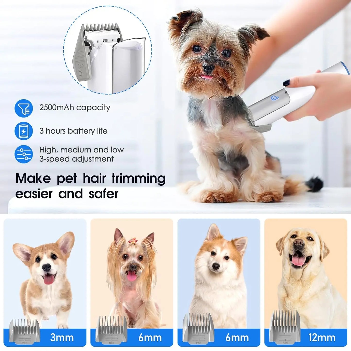 HiMISS Dog Grooming Vacuum Kit 99 Percent Hair Five Tools