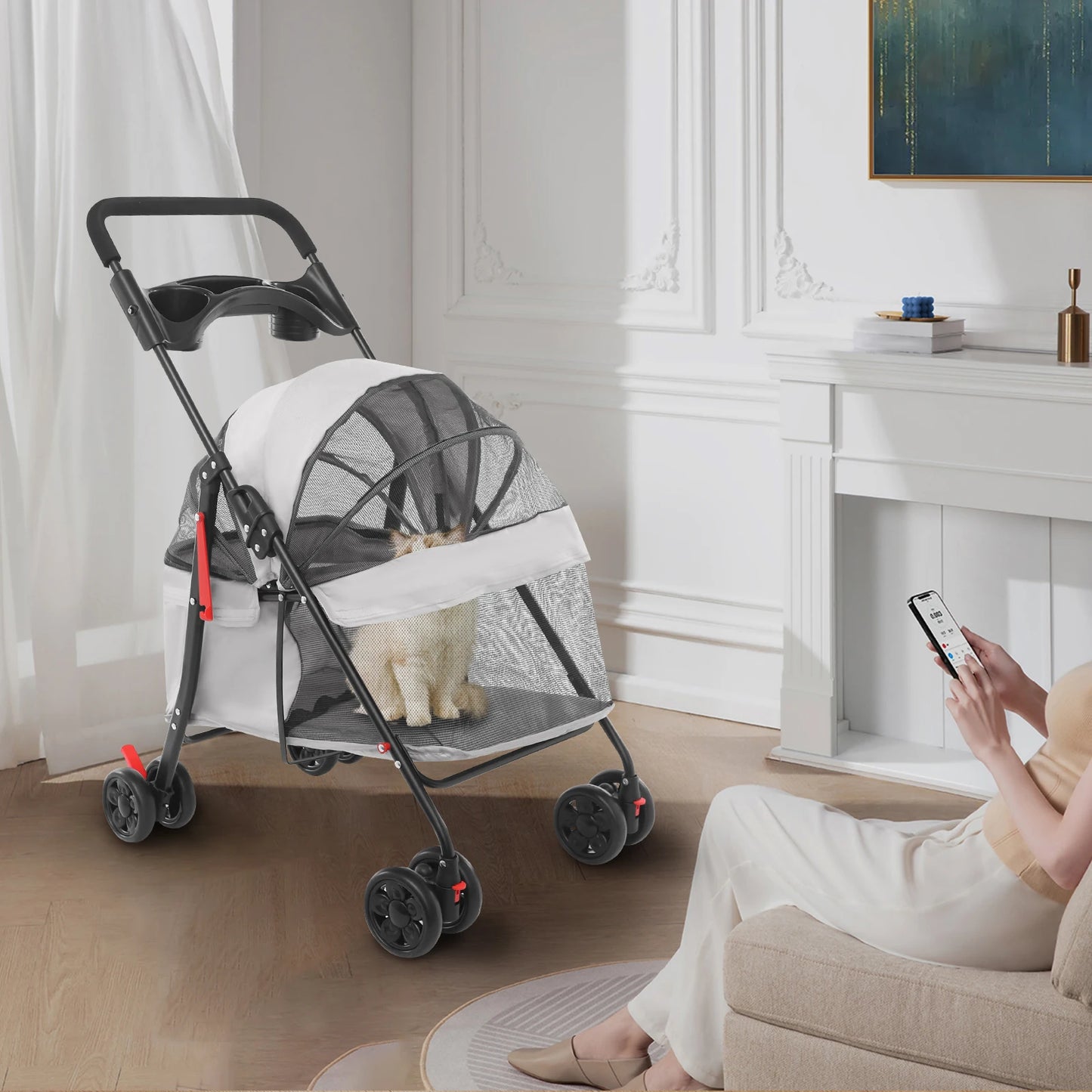 Foldable Lightweight Pet Cart For Small To Medium Dogs