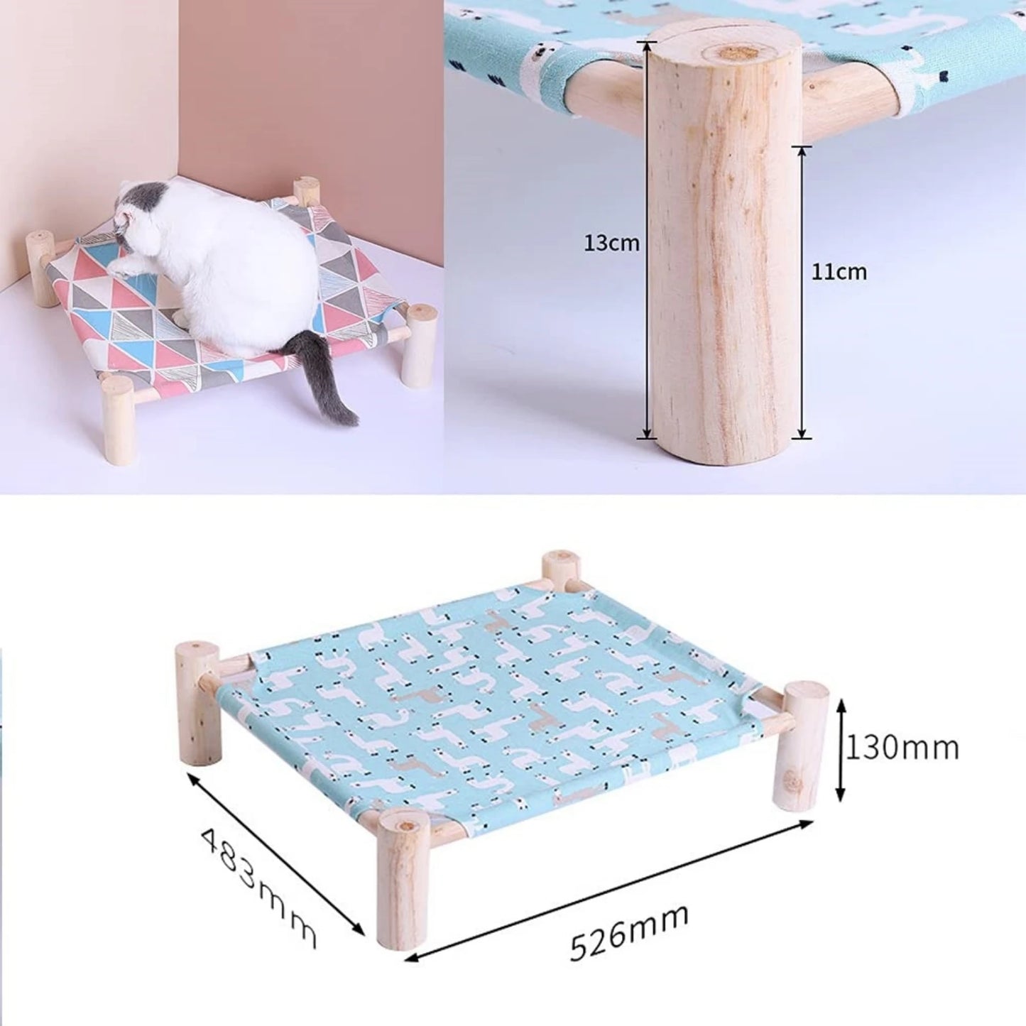 Raised Cat Hammock Bed With Removable Washable Mattress For Pets Indoor Outdoor