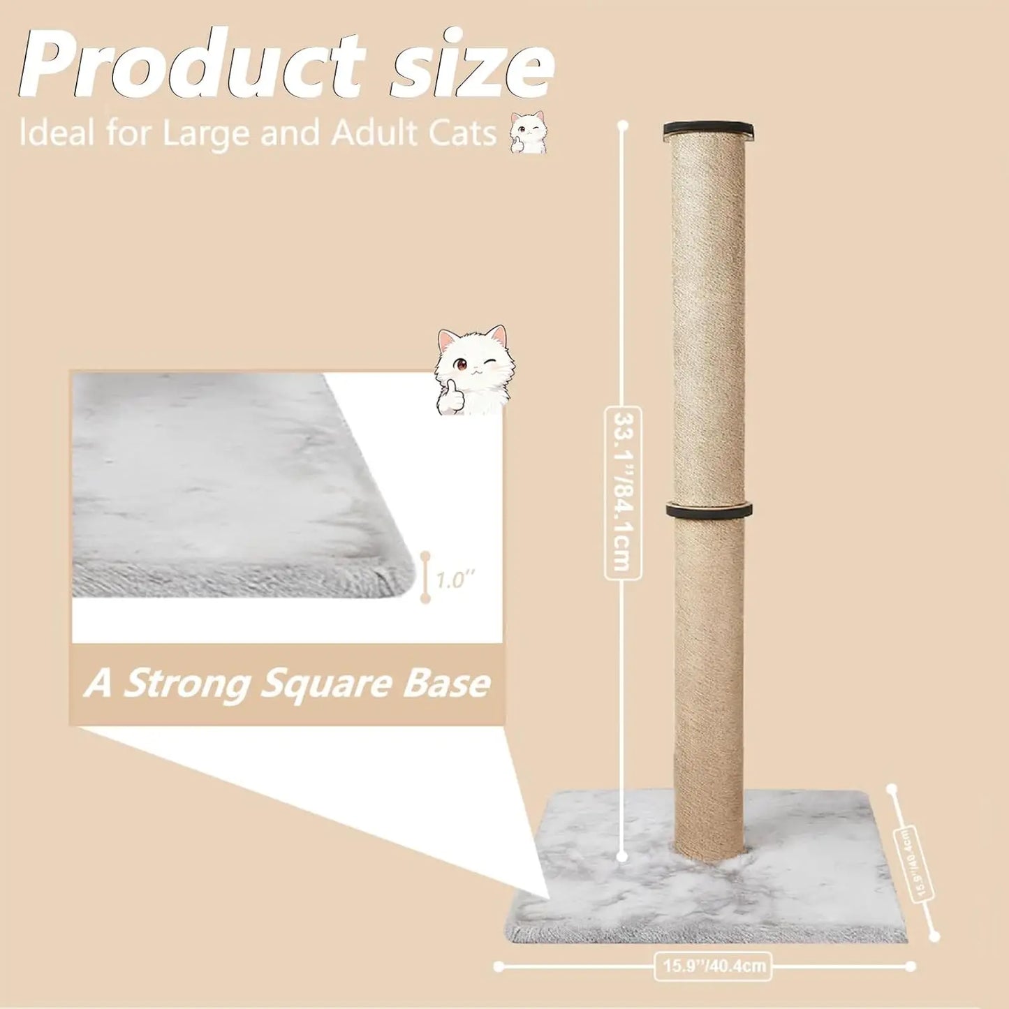 Cat Scratching Post With Sisal And Plush Pad Indoor Cats