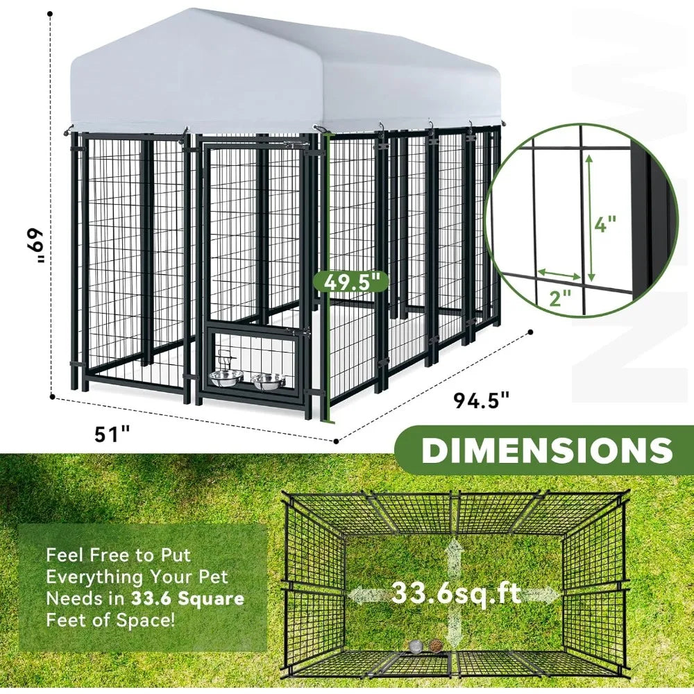 HUANZHUANG Outdoor Dog Kennel Heavy Duty Welded Wire With Lock