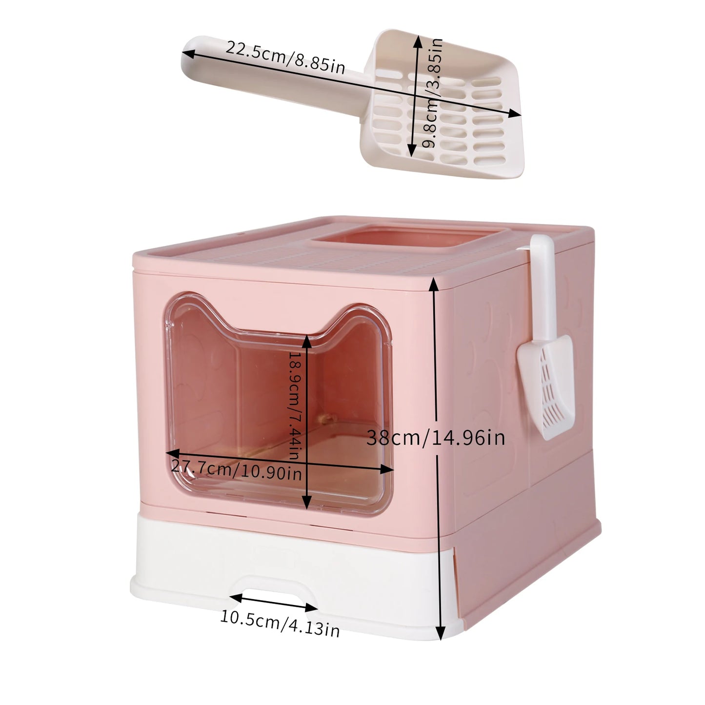 Feature Cat Litter Box Detachable Front Entry With Scoop Drawer