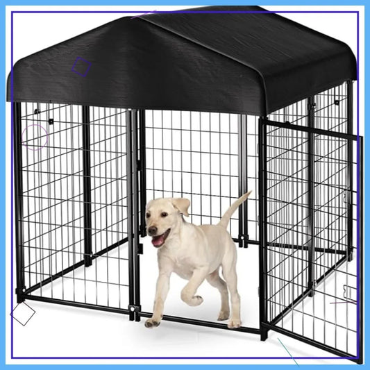 Outdoor Dog Kennel With Rust Resistant Frame And Waterproof Roof