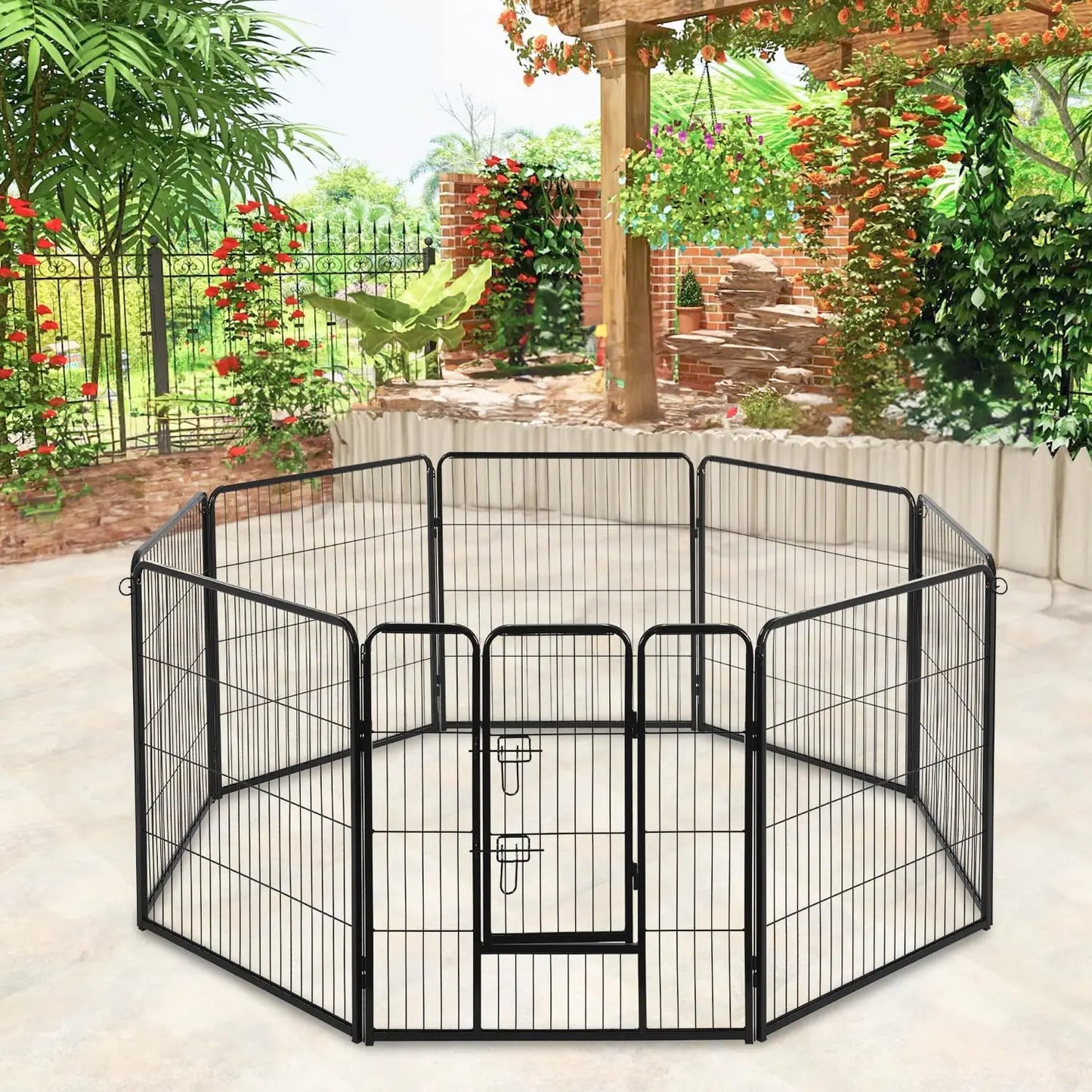 Dog Playpen Heavy Duty Metal Exercise Pen Indoor Outdoor Fence Panels