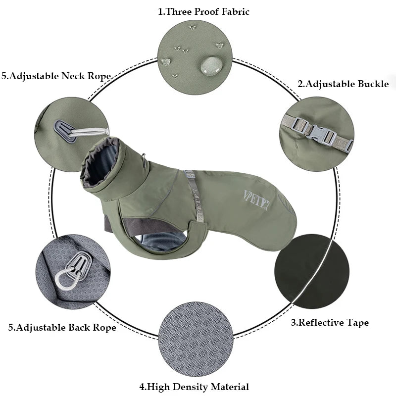 Choice Dog Winter Cotton Coat With Reflective Stripe High Neck