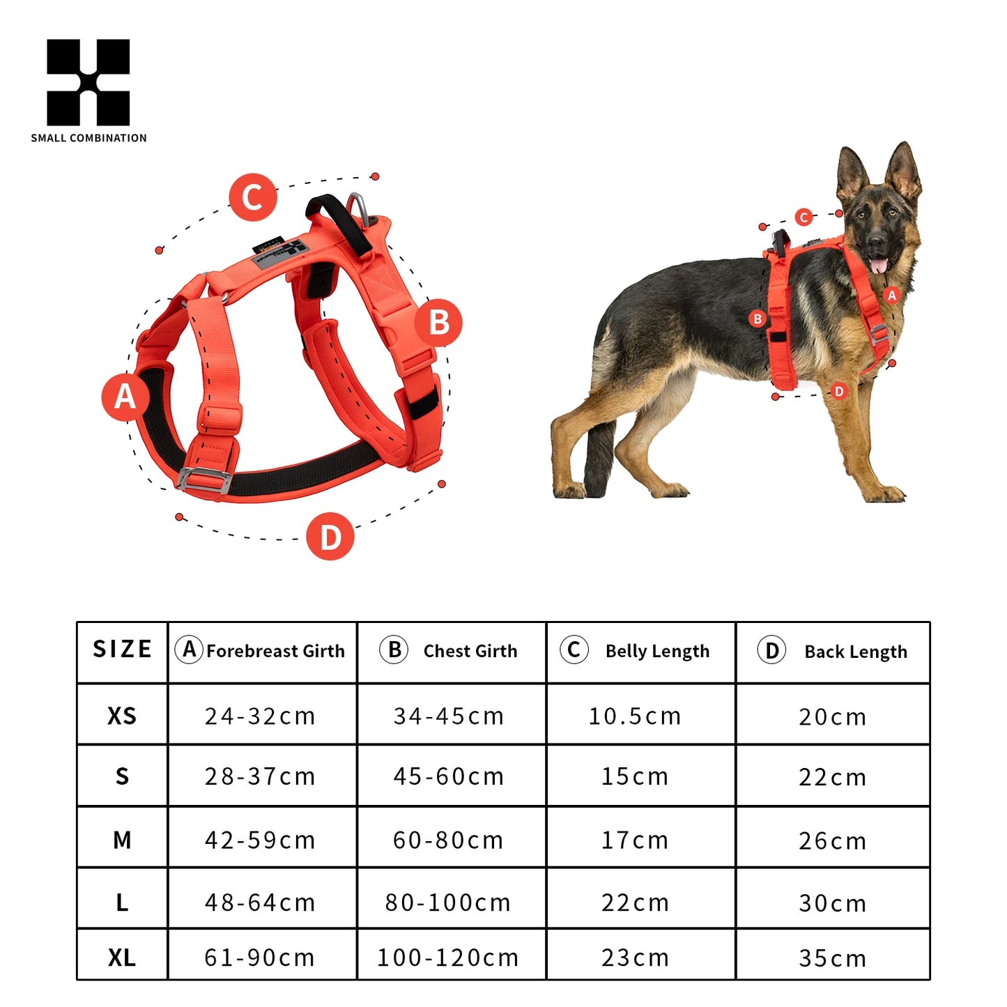 SMALL COMBINATION Reflective No Pull Adjustable Nylon Dog Harness