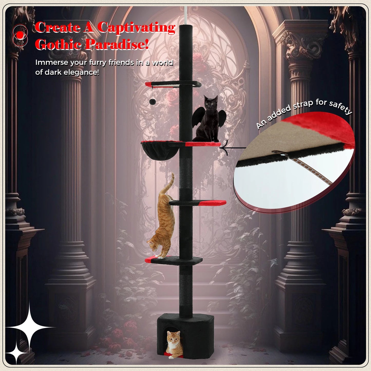 PEQULTICN Adjustable Height Cat Tree With Scratching Posts