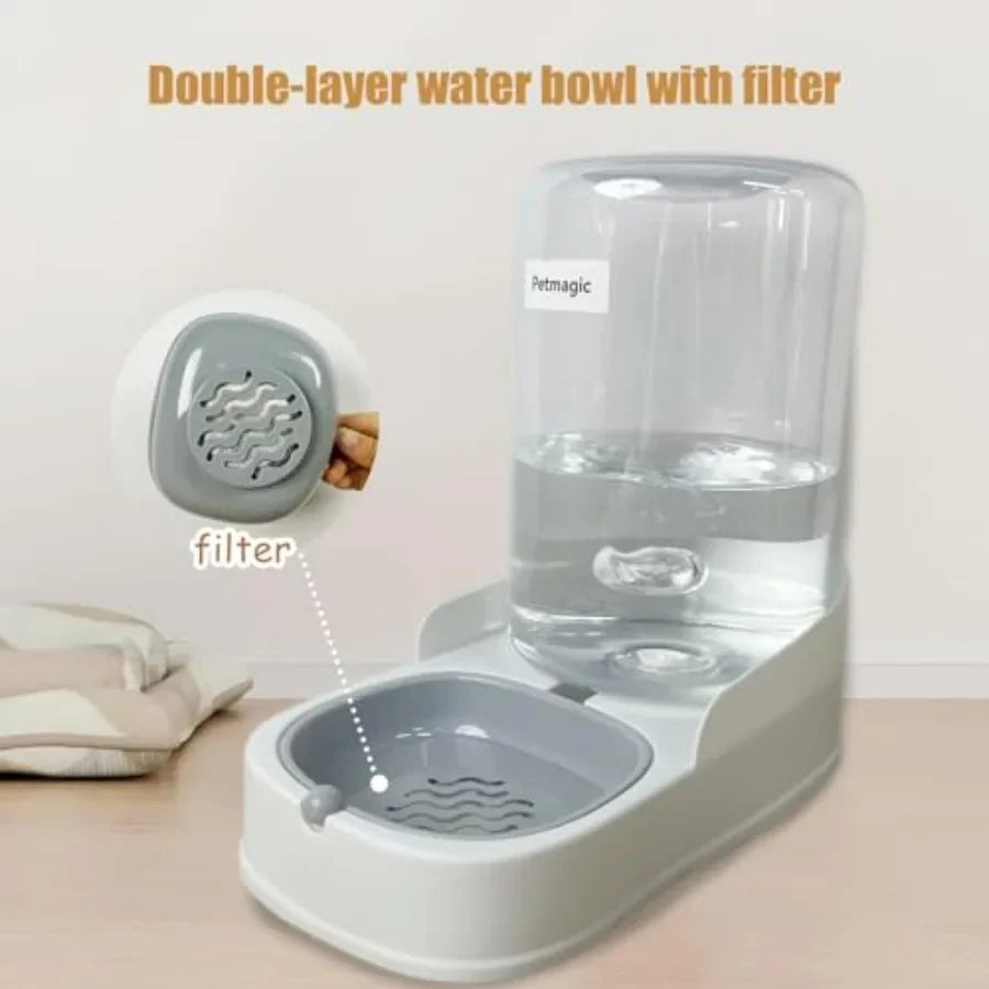 Hign-concerned Gravity Cat Feeder and Water Dispenser Set