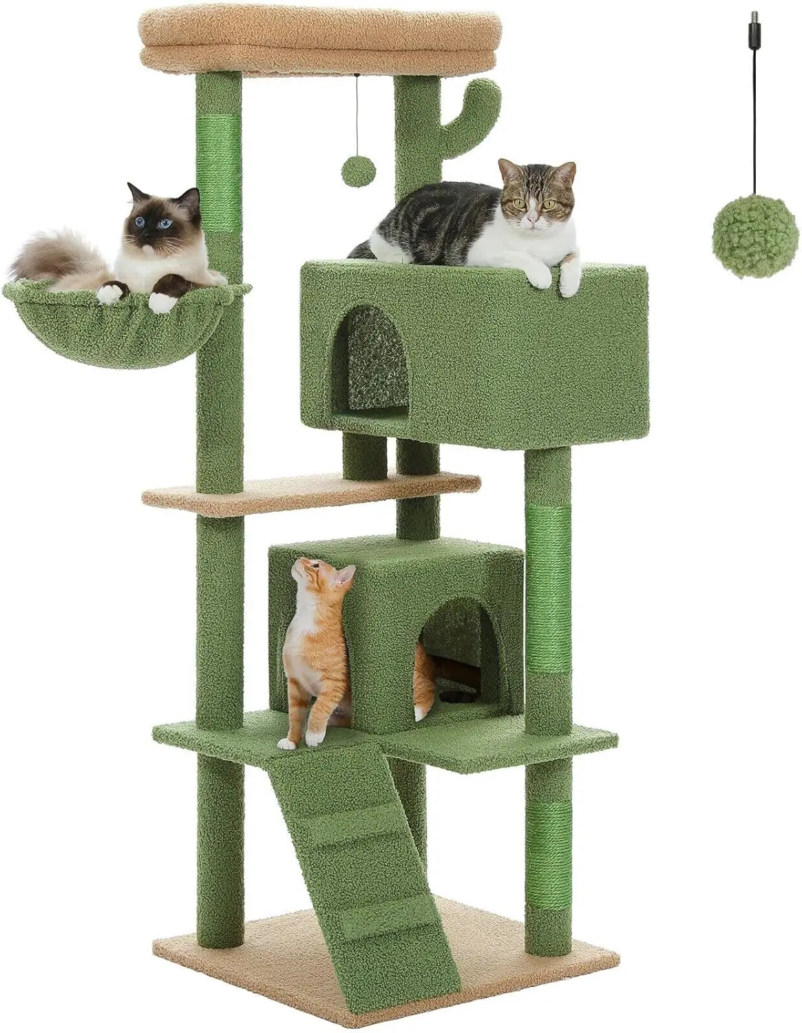 HUANZHUANG Cat Tree Indoor With Two Condos And Top Perch