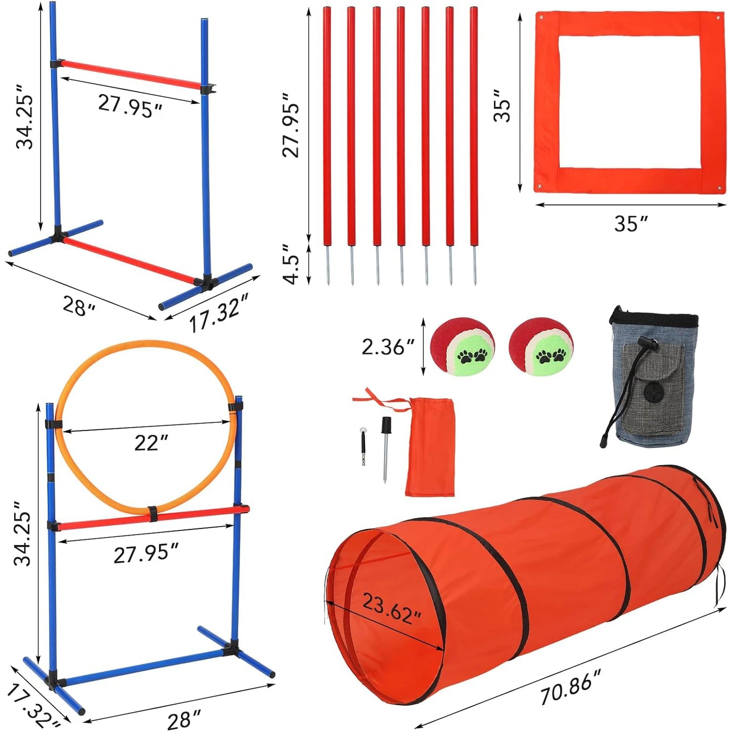 HiMISSH Dog Agility Training Equipment Set Obstacle Course Kit