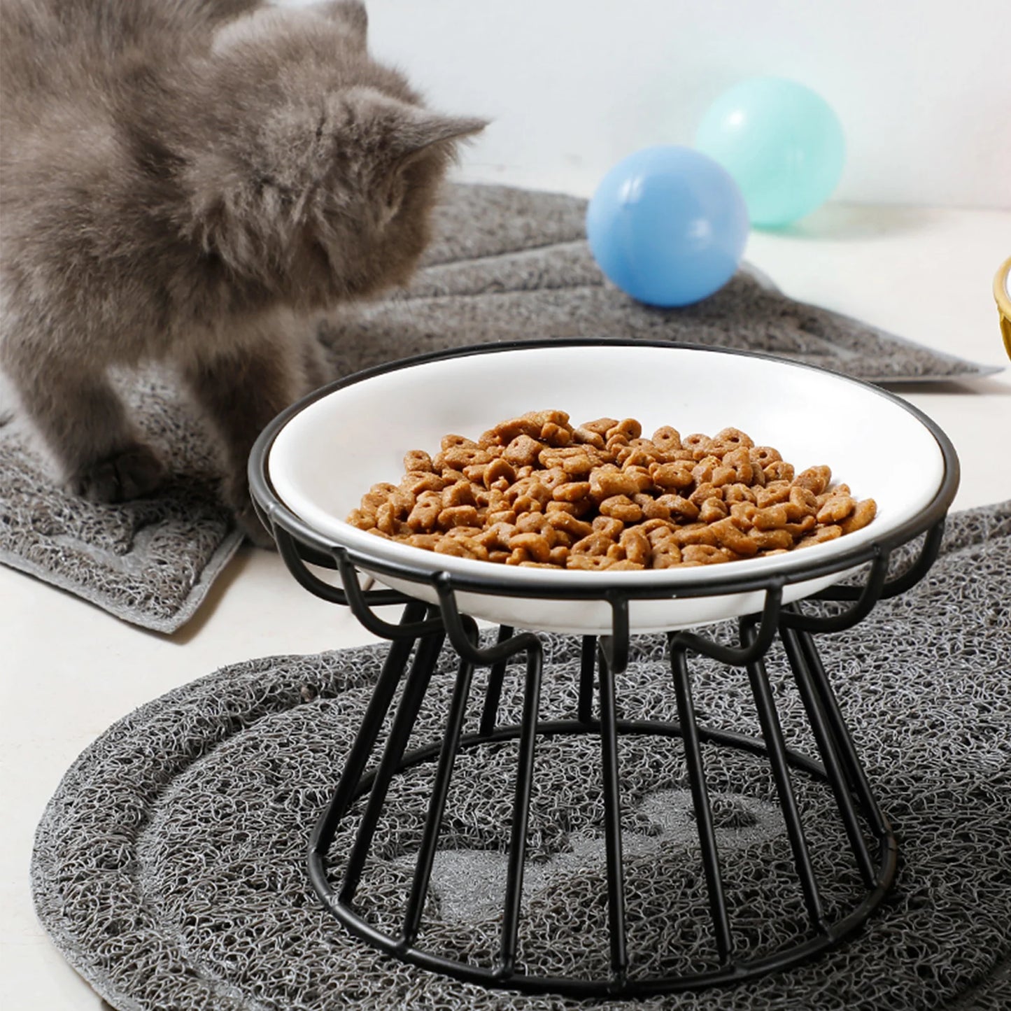 Ceramic Cat Food Bowl Whisker Friendly Shallow Dish Non Slip