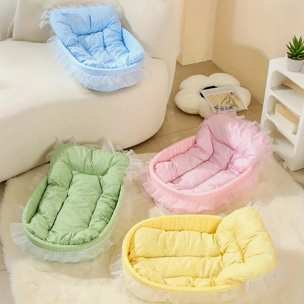 Cute Lace Trimmed Pet Princess Bed For Dogs And Cats