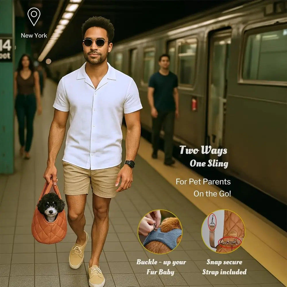 Carrier Sling for Dogs 2-In-1 Hands Free Cross Body