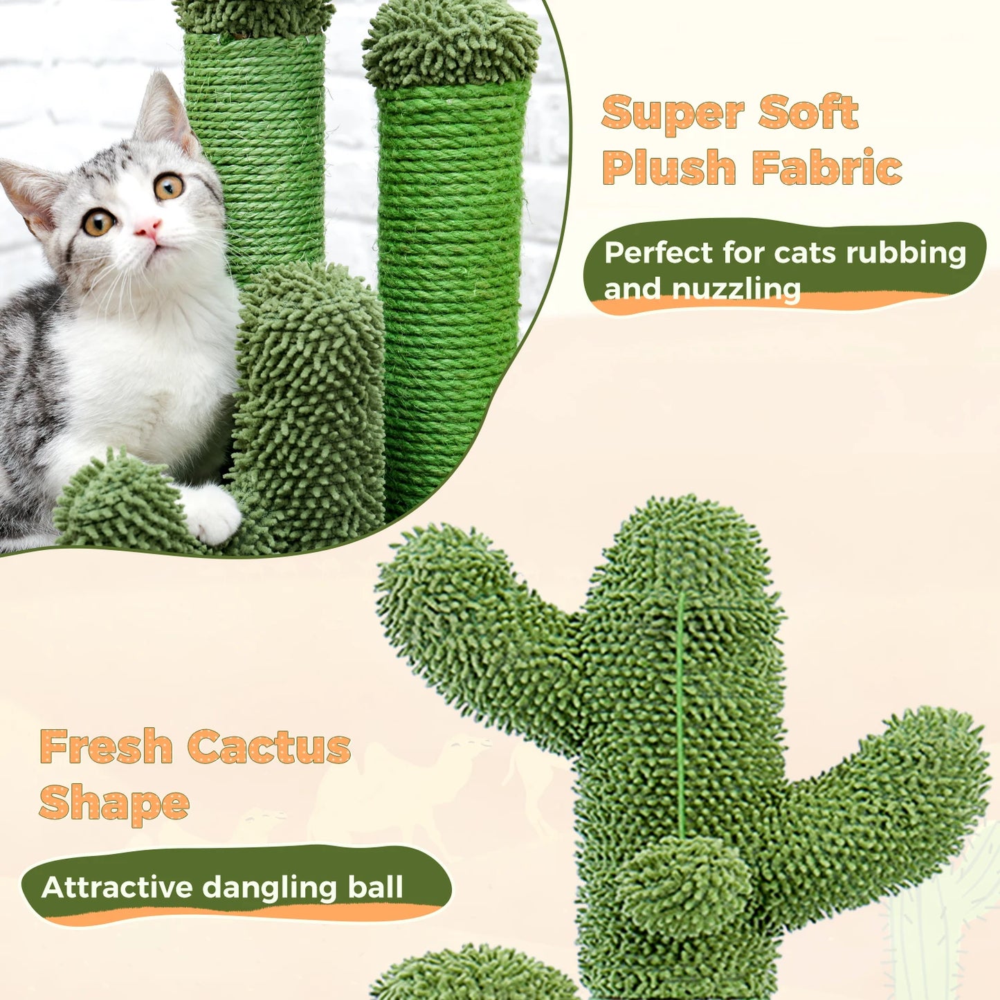 PAWZ Road Cactus Cat Scratcher Post With Three Scratching Poles