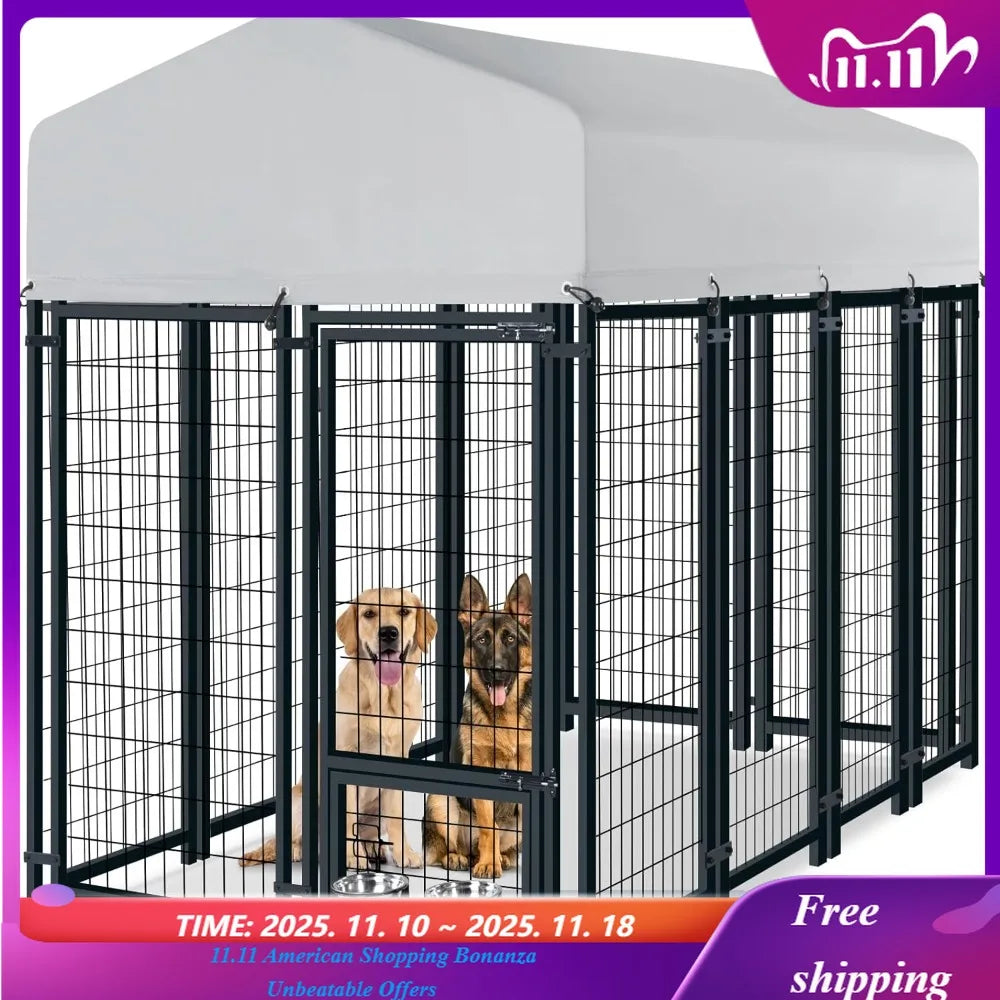 HUANZHUANG Outdoor Dog Kennel Heavy Duty Welded Wire With Lock