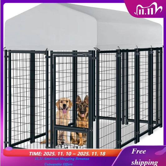 HUANZHUANG Outdoor Dog Kennel Heavy Duty Welded Wire With Lock