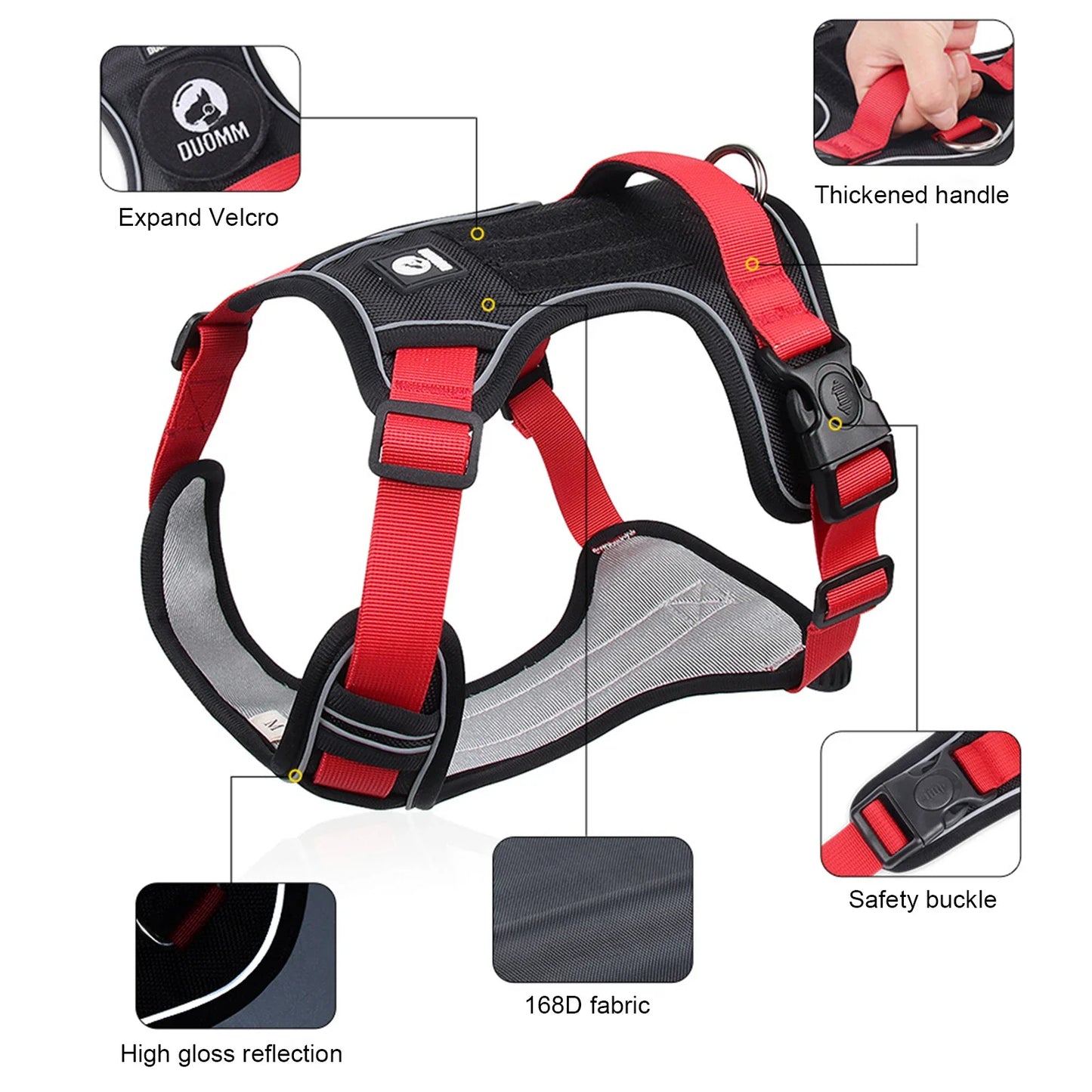 Guan Dog Harness Reflective Tactical Vest 1680D Waterproof