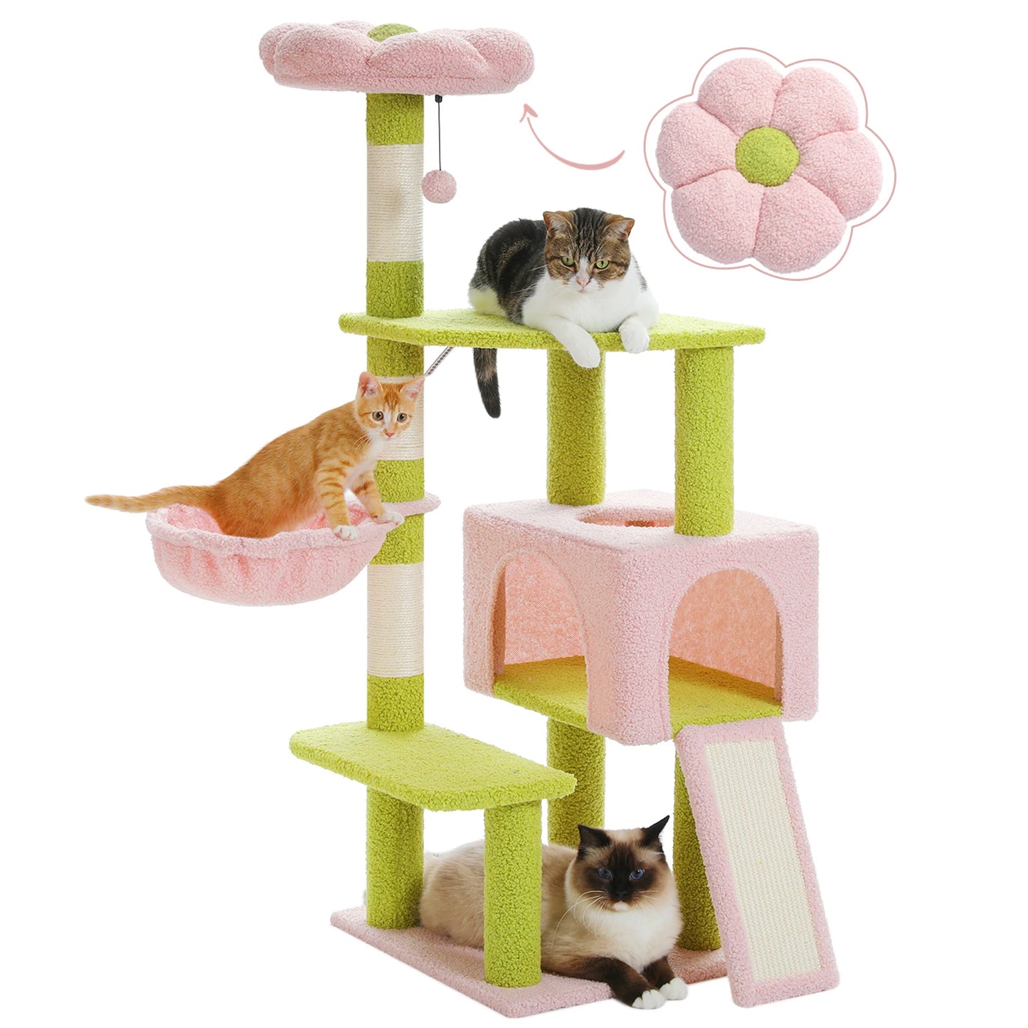 PEQULTICN Flower Cat Tree Multi Level Cat Tower With Scratching Posts
