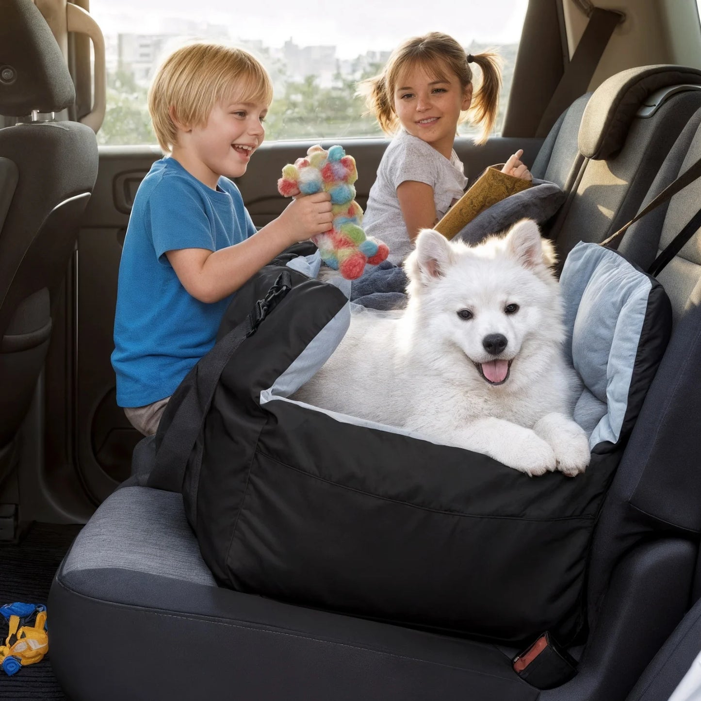 Small Dog Car Seat Travel Bed With Safety Belt Pocket