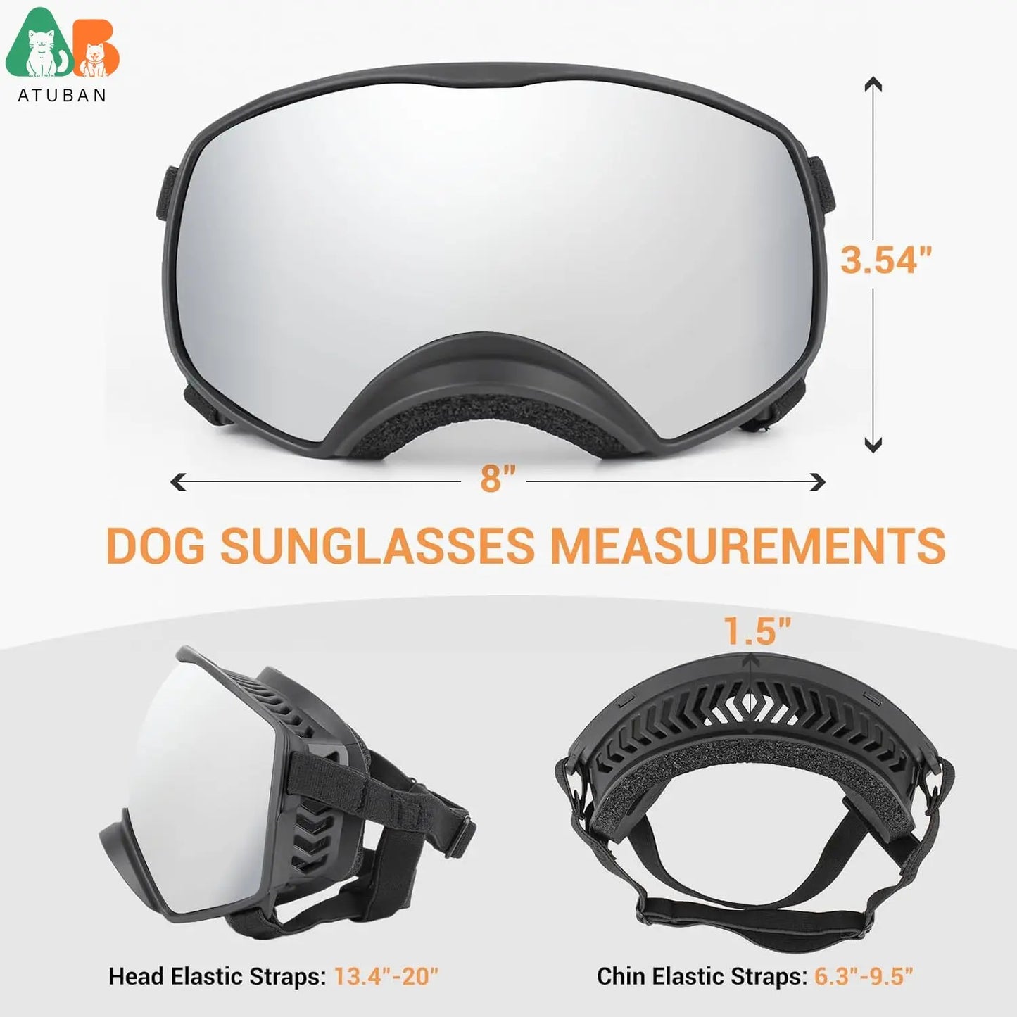 ATUBAN Dog Sunglasses UV Protection Windproof Goggles for Dogs