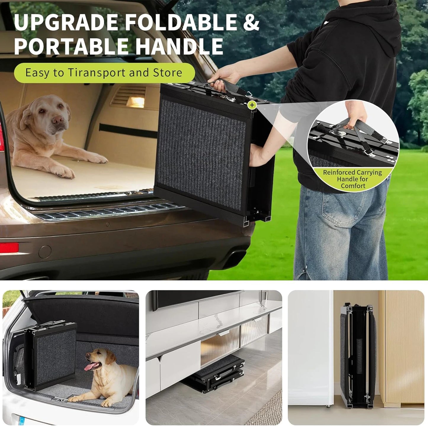 HiMISSDog Upgraded Car Ramp For Dogs Folding Non Slip Surface