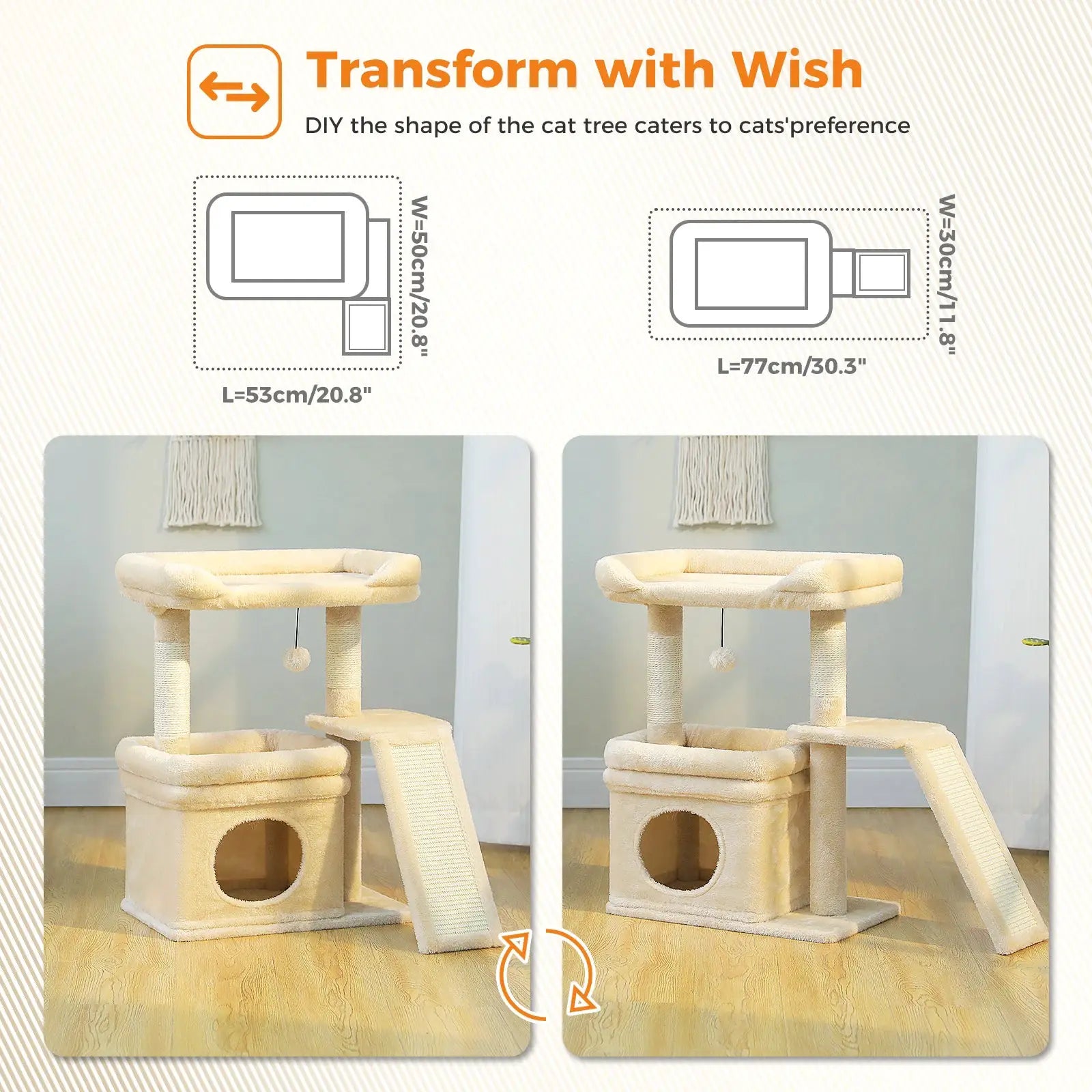 Small Cat Tree for Indoor Cat Tower with Sisal Scratching Post and Pad Wide Top Perch Large Cat Condo Cat Scratchers Cat Toys by Furtastic Pet Essentials