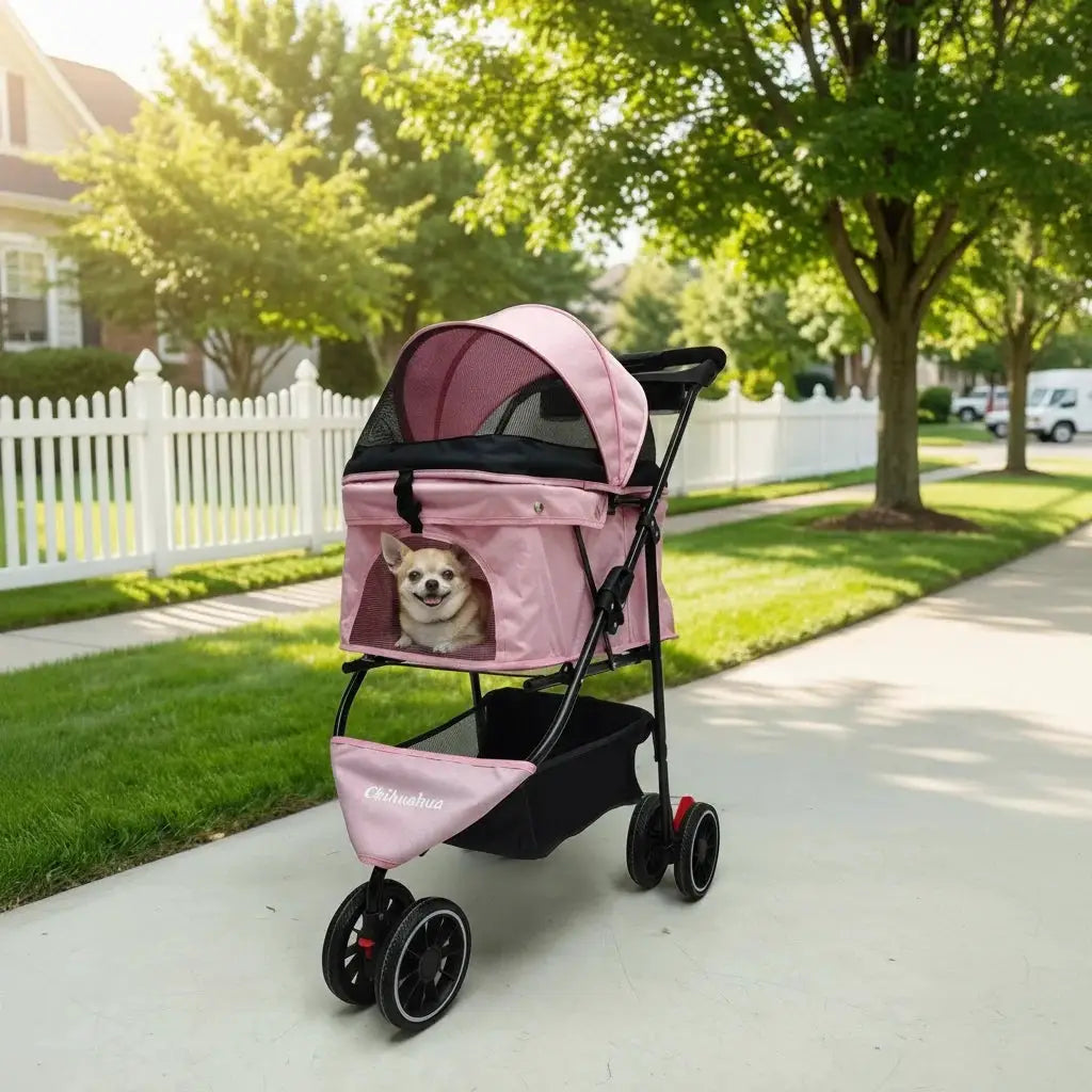 Chihuahua Pet Stroller for Dogs and Cats Portable Foldable Carrier by Furtastic Pet Essentials
