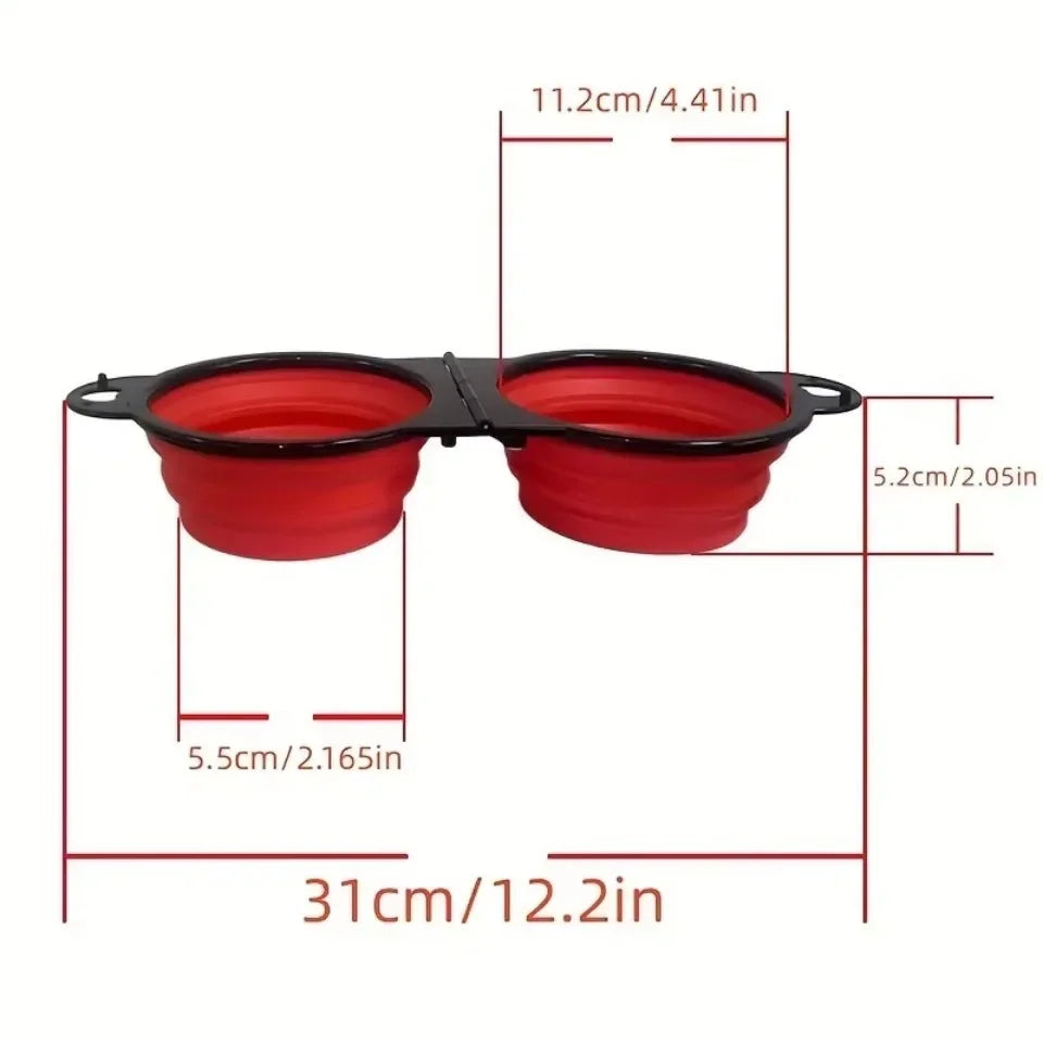 ZHUOJI 2-in-1 Foldable Dual Feeding Bowl for Dogs and Cats