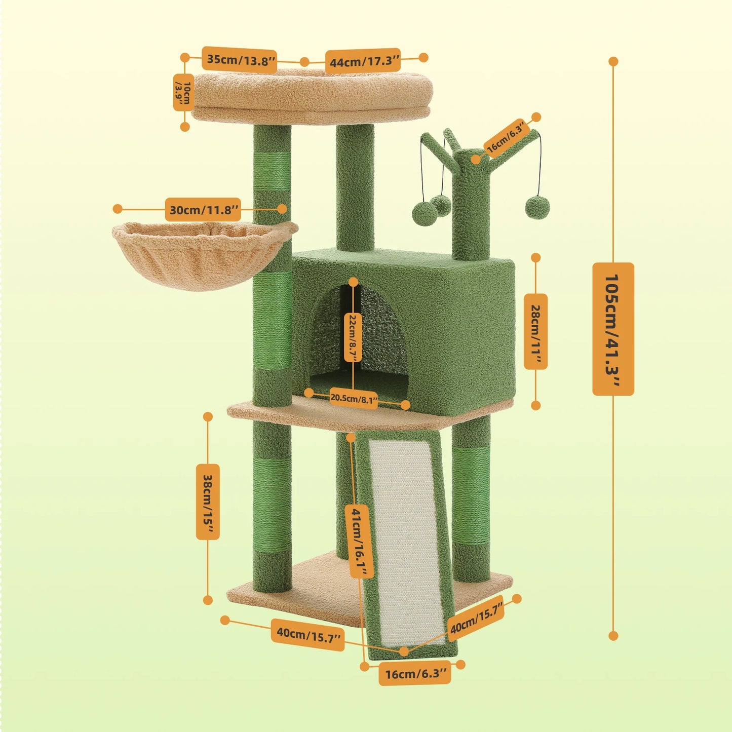 PEQULTICN Cactus Cat Tree With Condo And Multi Level Play
