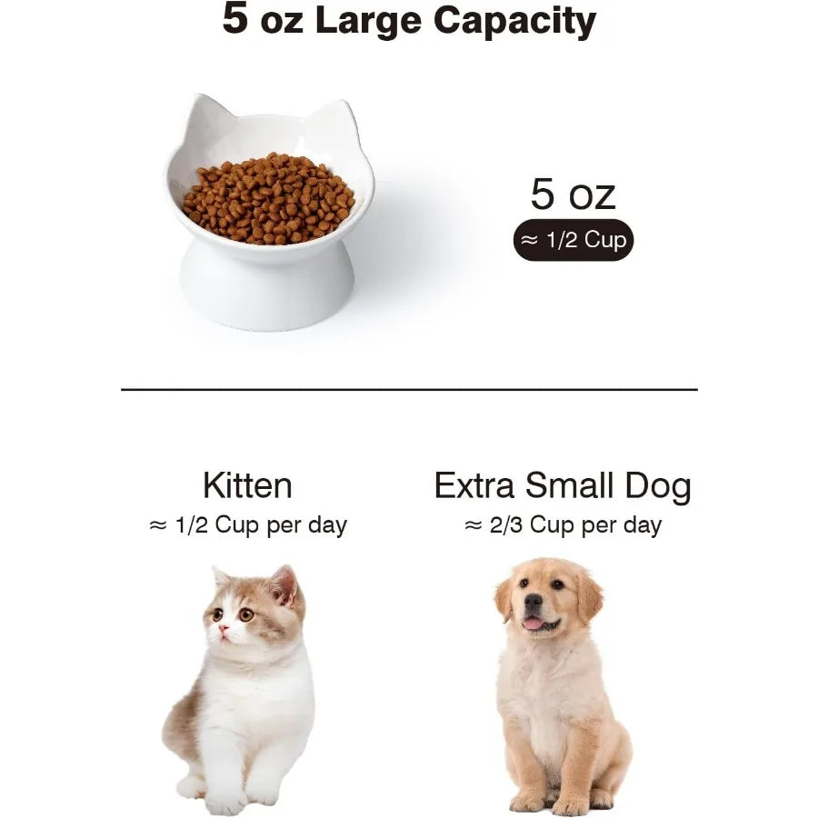 Hign-concerned Cat Elevated Food Bowl Anti Vomiting Whisker Friendly