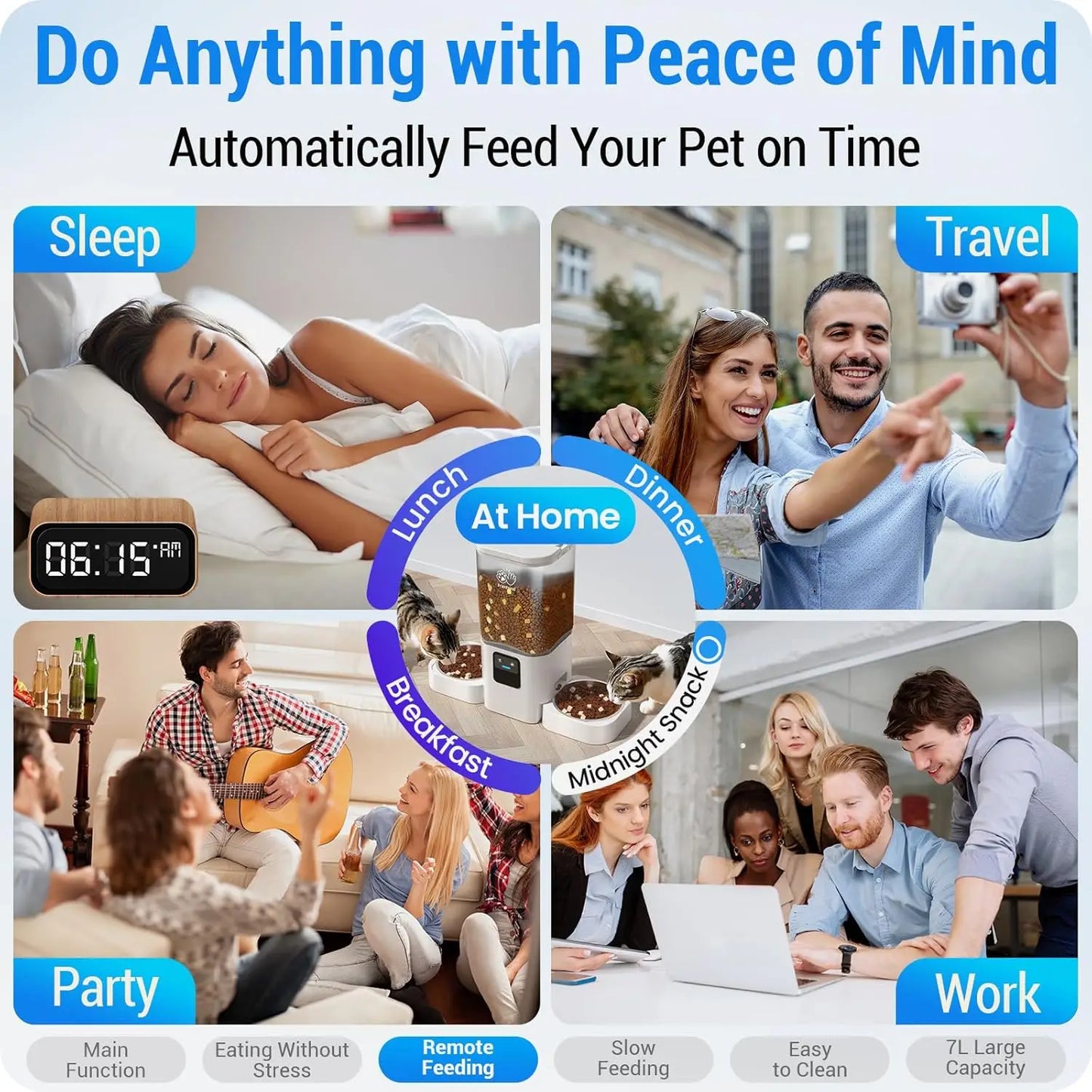 Smart Dual Pet Feeder With WiFi App Control Detachable Bowls