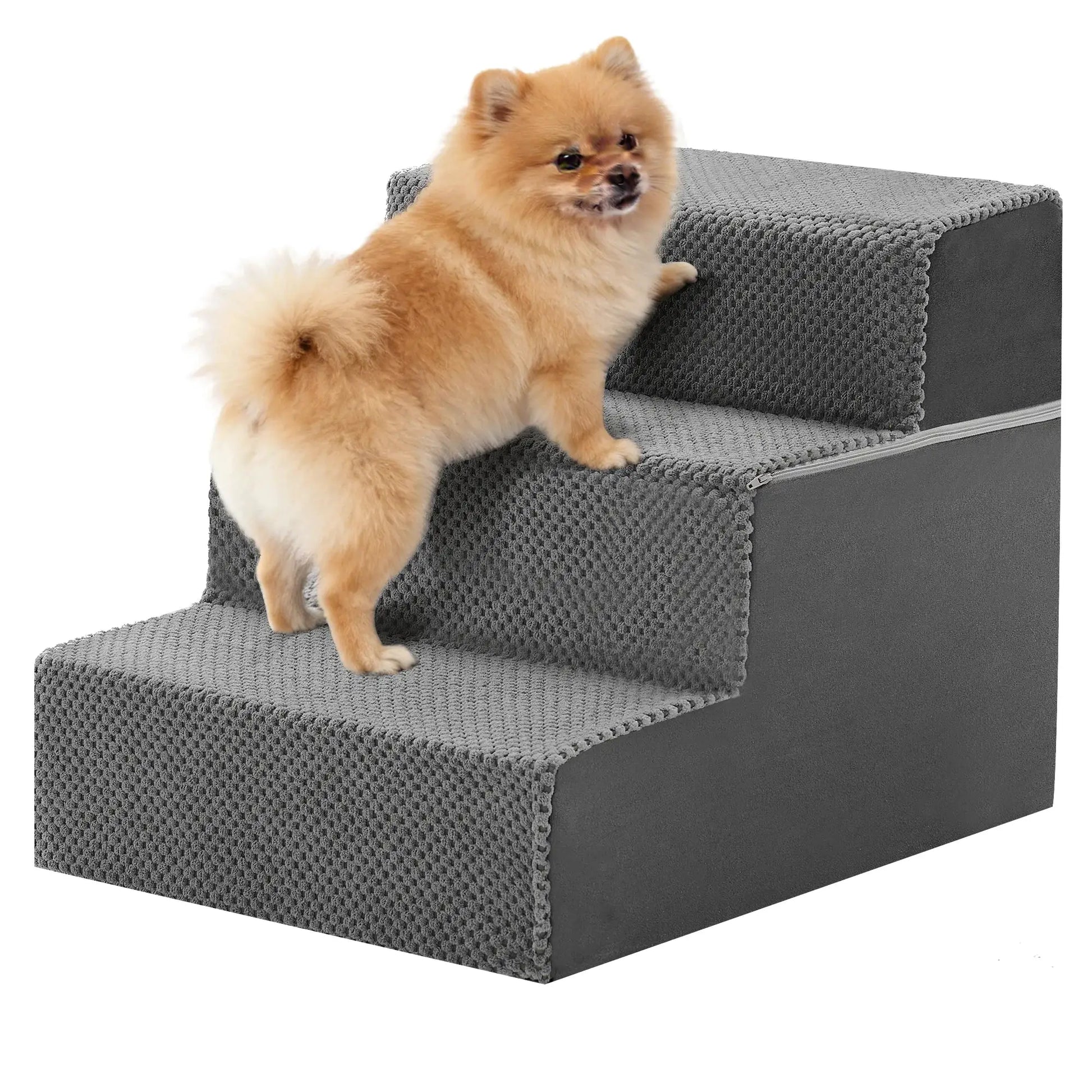 JHK 3-5 Step Right Angled Foam Dog Stairs Ramp for Small Dogs Climbing Ladder Indoor Non-Slip Pet Ladder Ramp Stairs For Home by Furtastic Pet Essentials