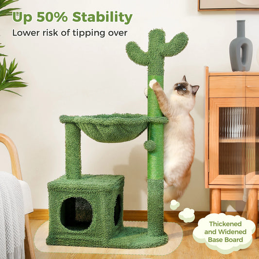 PEQULTICN Cactus Cat Tree With Condo And Hammock For Indoor