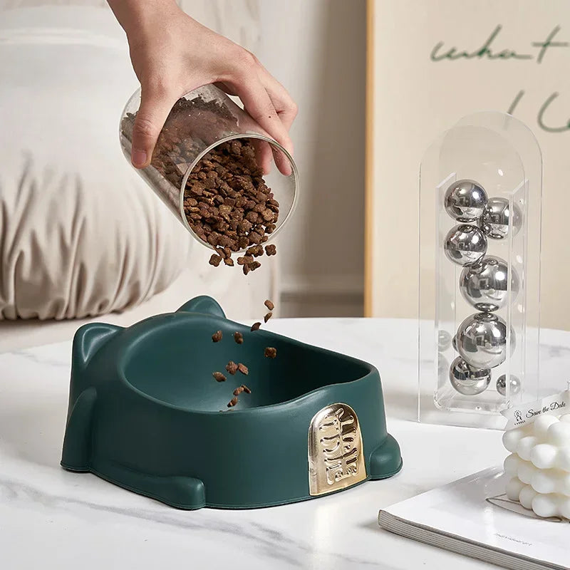 Hign-concerned Cartoon Lucky Cat Style Plastic Cat Bowl Feeder Non-slip