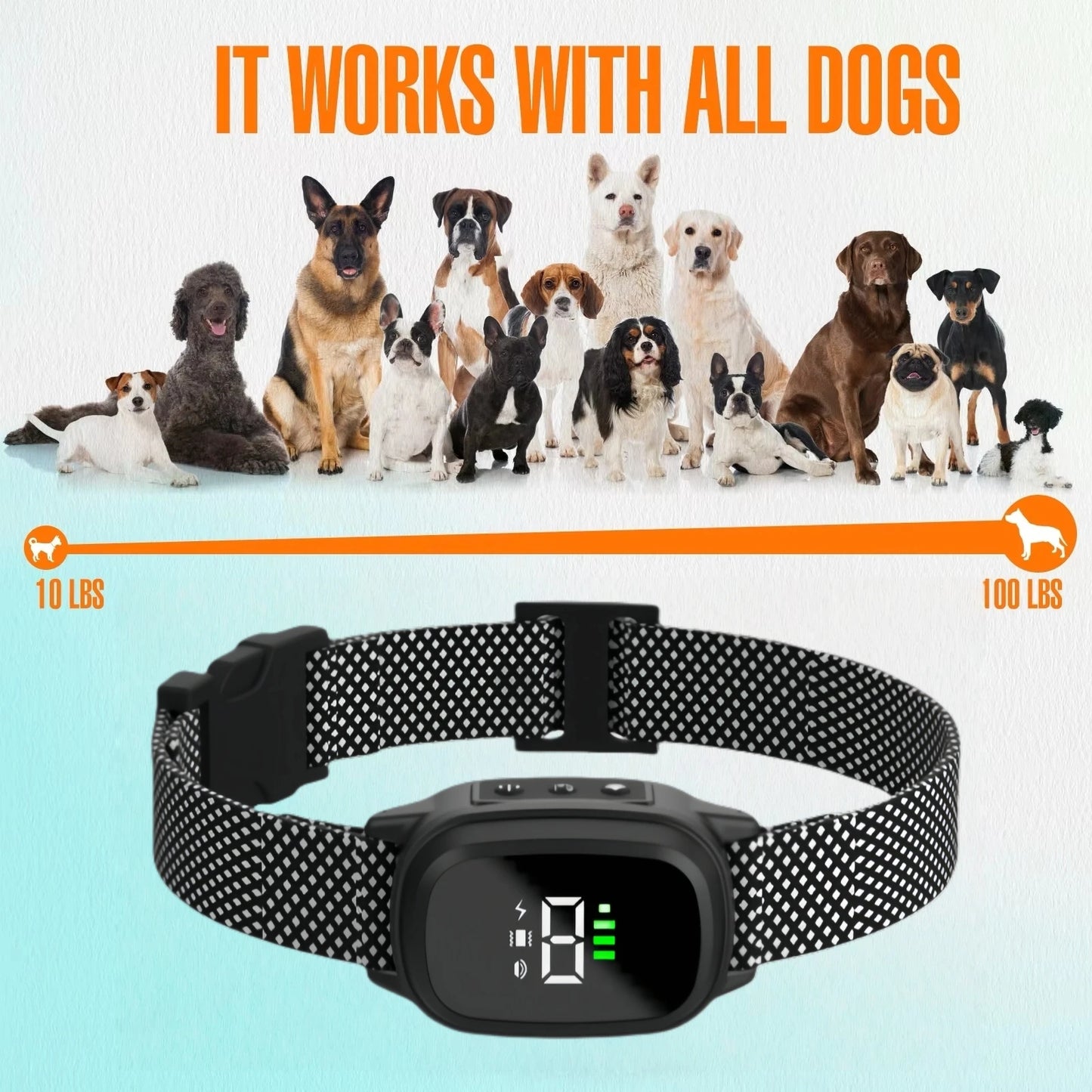 Waterproof Dog Bark Collar Rechargeable Vibration Training Collar