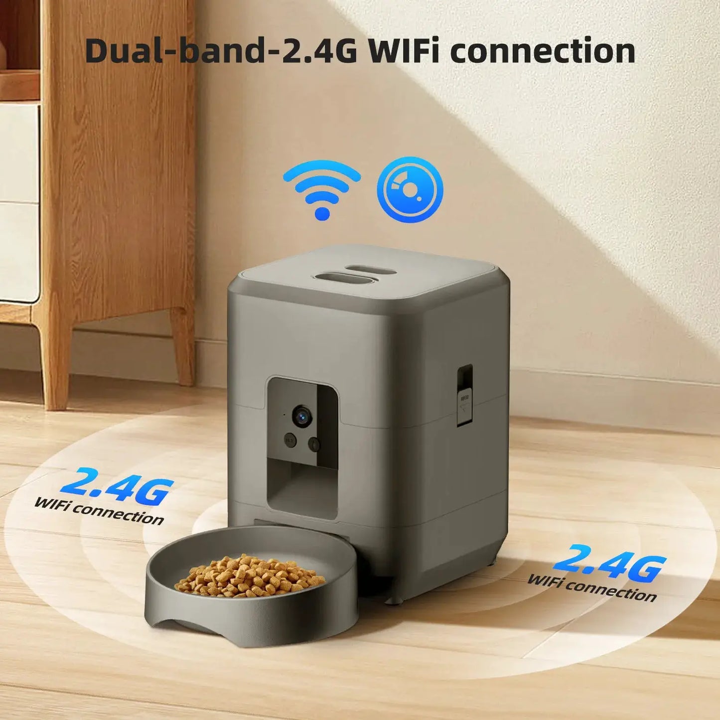 2L Automatic Pet Feeder Cat Smart Pet Feeder Wi-Fi & Camera Controlled feeder Dog & Cat Food Dispenser Remote App (No 5V 2A plug by Furtastic Pet Essentials