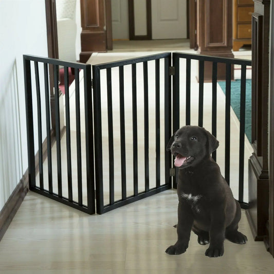 Wooden Free Standing Dog Gate Pet Barrier For Indoor Use
