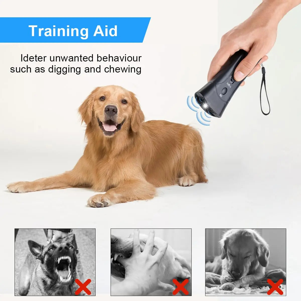 High-concerned Ultrasonic Dog Bark Deterrent Trainer With LED Light
