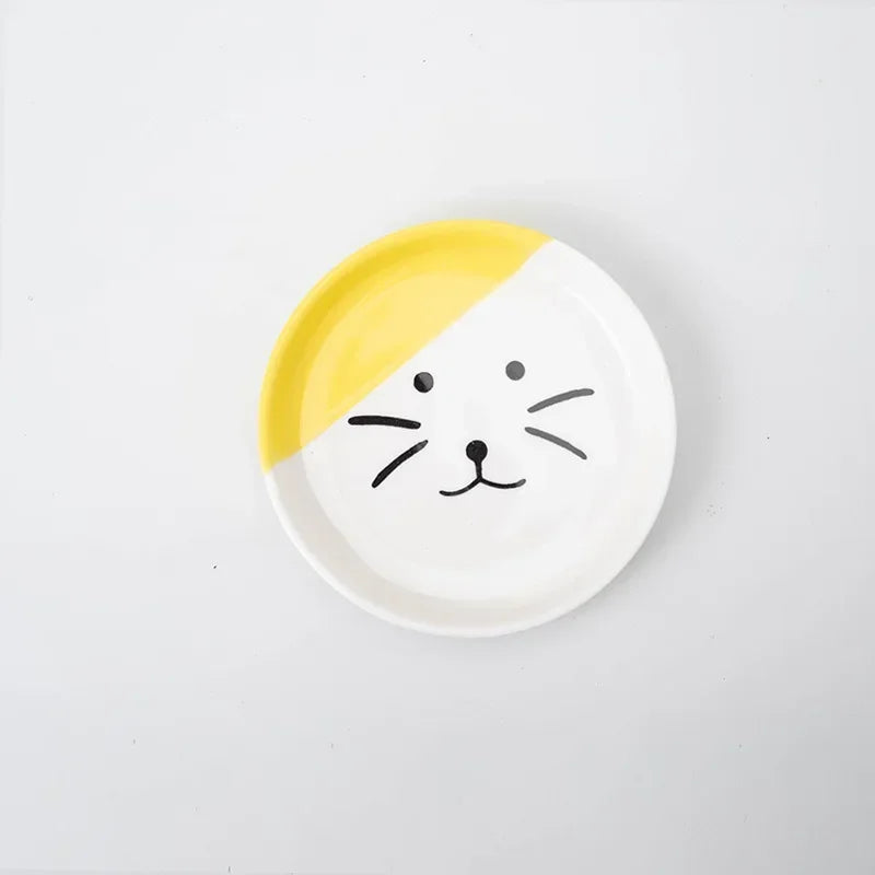 Hign-concerned Ceramic Cat Bowl High-Foot Neck Guard Food Bowl