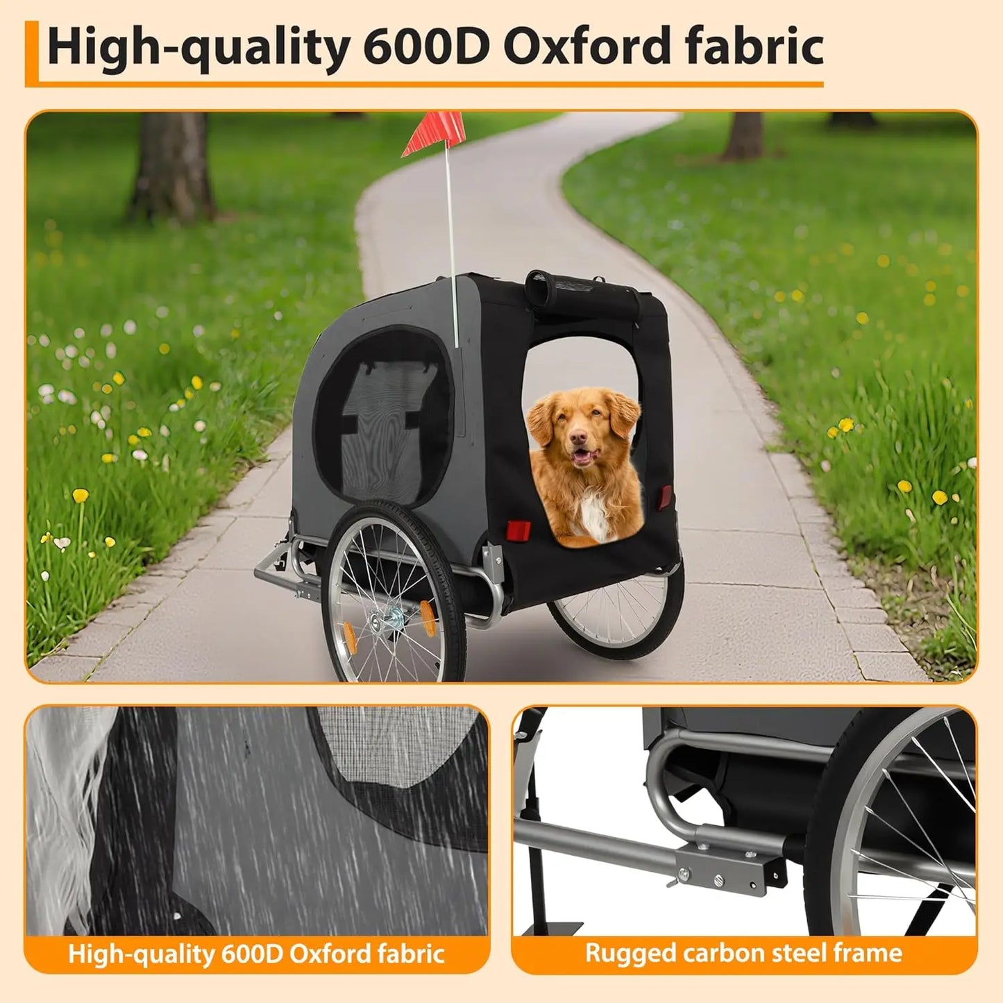 Steel Dog Bike Trailer with Universal Coupler