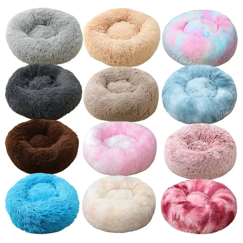 NONECN Cat Bed Washable Plush Donut Bed for Cats Soft