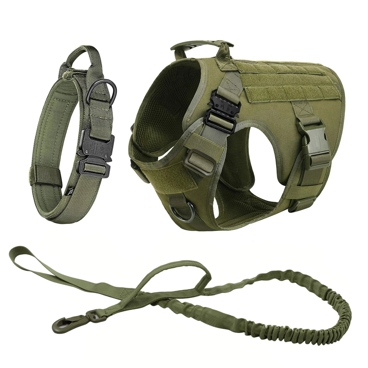Tactical Nylon Dog Harness With Molle Pouches Adjustable
