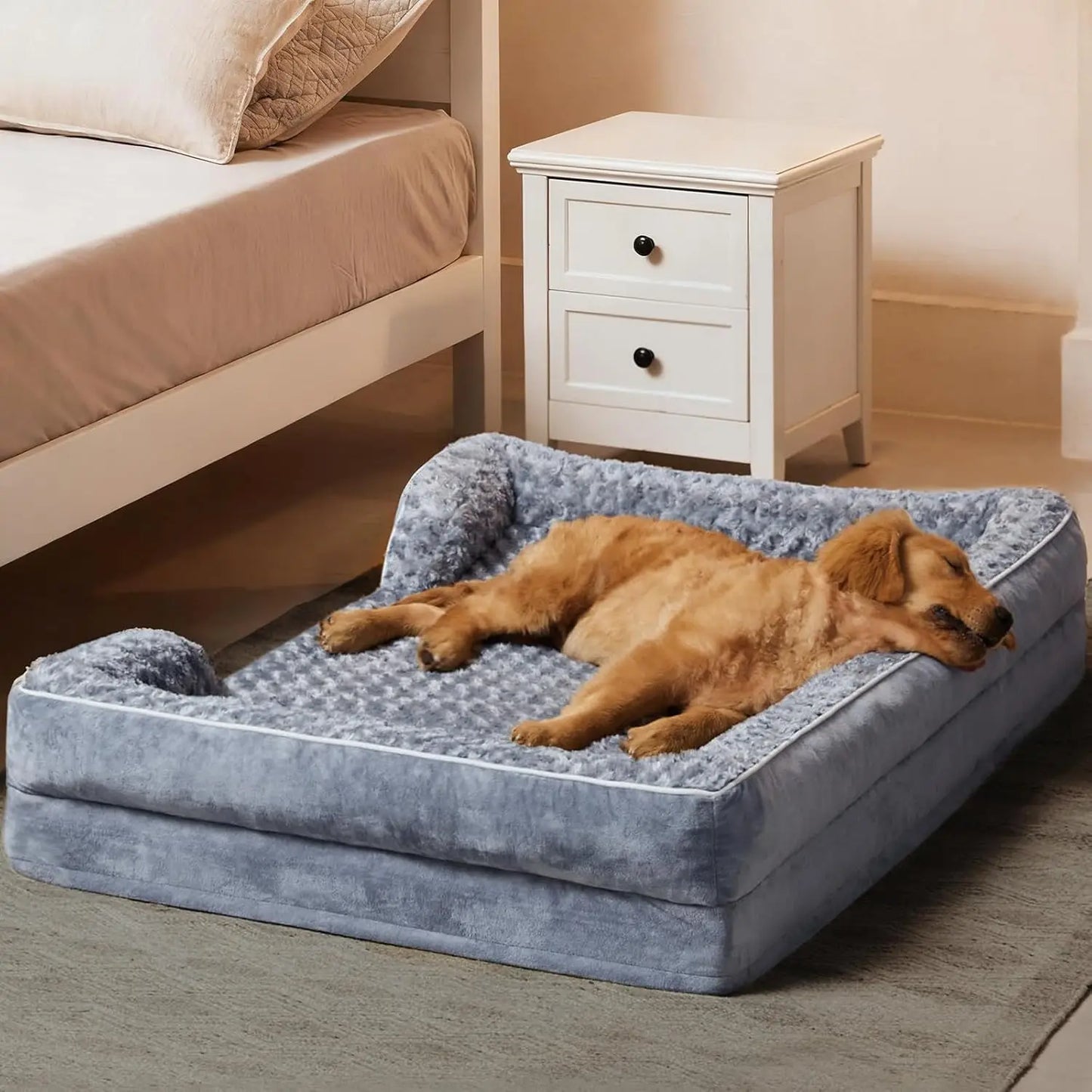 Orthopedic Dog Sofa Bed With Waterproof Lining And Skid Bottom