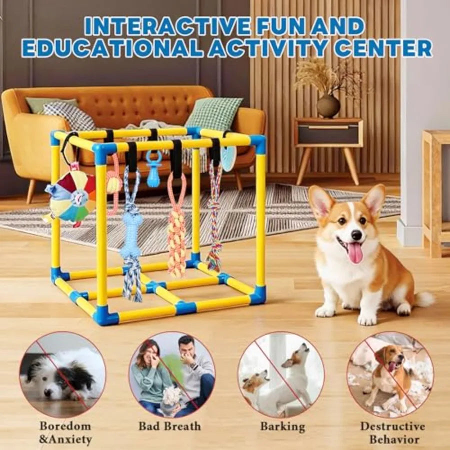 YAO HUI HUANG Puppy Play Gym With 10 Hanging Toys Indoor PVC Frame Jungle Gym