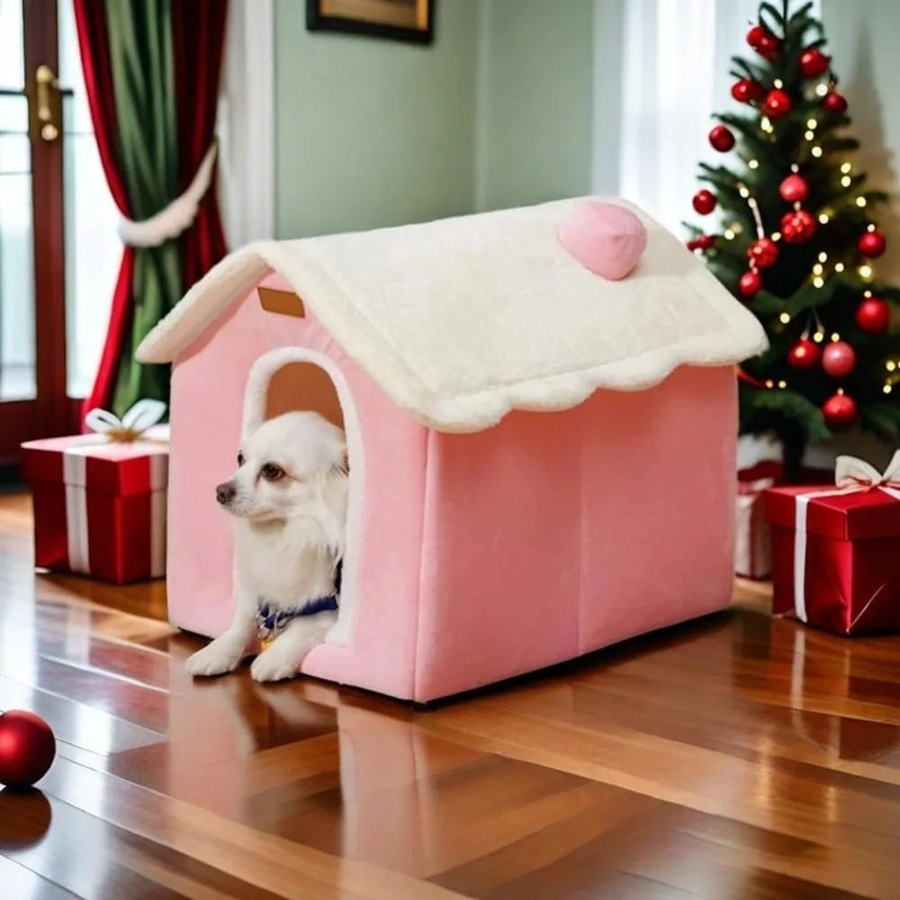 Foldable Indoor Memory Sponge Dog House Bed With Cushion Comfort